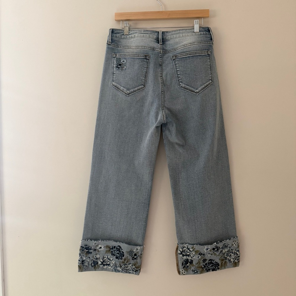 Driftwood Charlee Floral Embroidered Wide Leg Jeans Light Wash Blue Size 30 - Picture 6 of 8